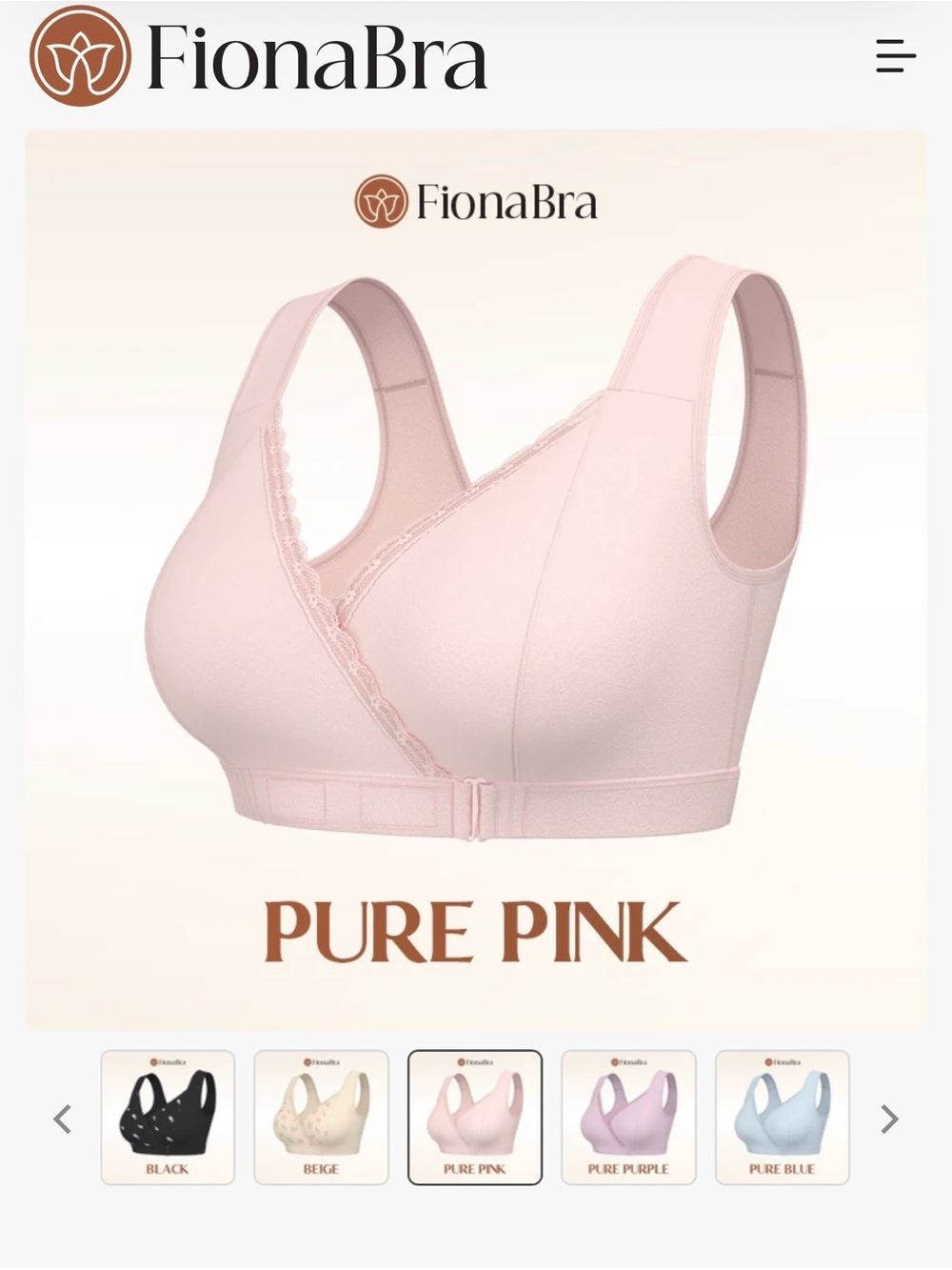 FIONABRA Front Wrap Closure Bra for Seniors